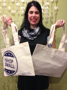 The first 15 people to purchase a retail item on 11/29 (regardless of what kind of credit card) will get a free "Shop Local" bag!
