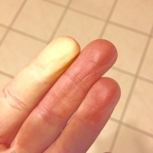 My typical post cool weather run "trick" when a couple of my fingers turn white and go completely numb."